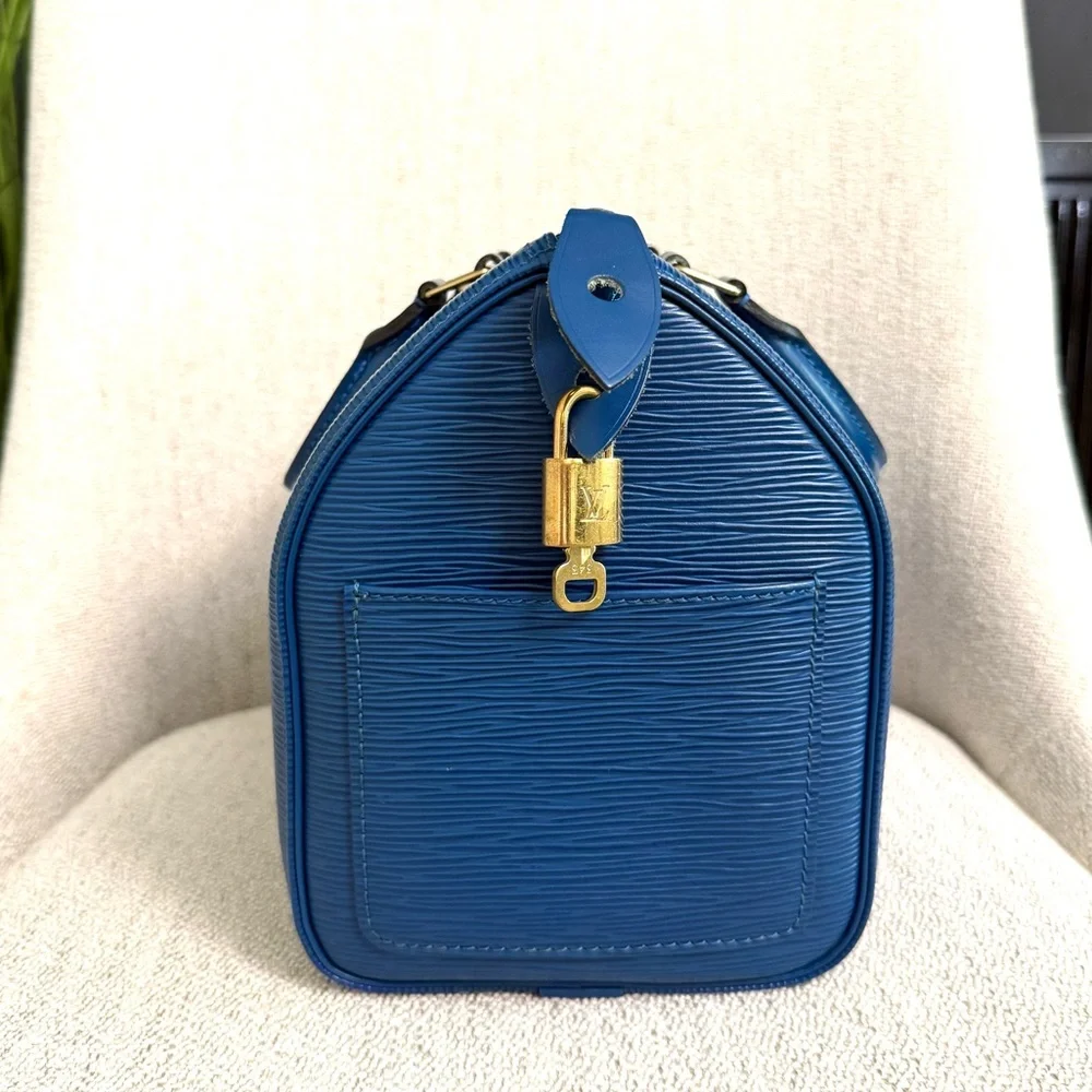 Authentic Louis Vuitton Speedy 25 bag blue Epi leather - Picture 7 of 16